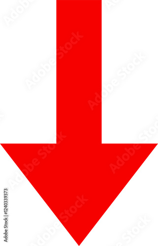Icon red arrow direction down on a white background vector illustration.