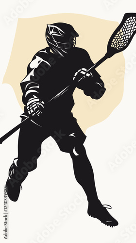 Dynamic Lacrosse Player Silhouette Vector Illustration for Sports Design and Posters