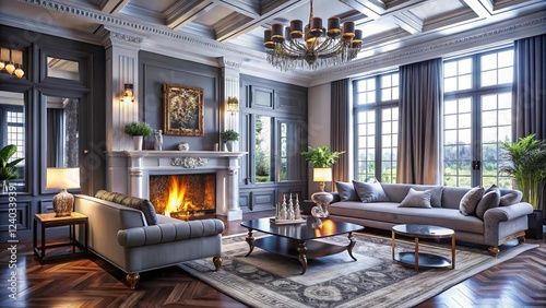 Obraz na płótnie Luxurious interior living room in a beautiful house w salonie