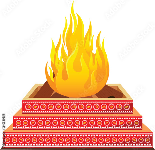 Beautiful Traditional Puja Hawan Kund Vector Illustration