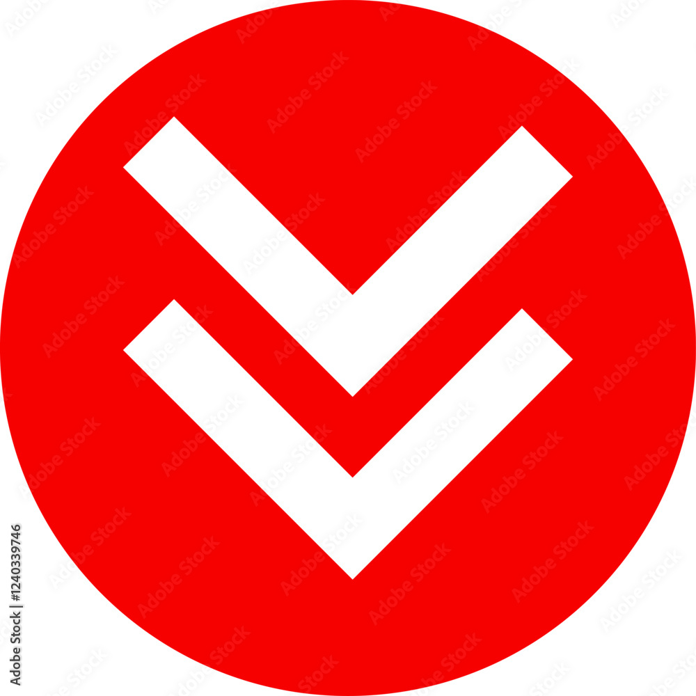Icon red arrow direction down on a white background vector illustration. Icon red arrow direction down on a white background vector illustration.