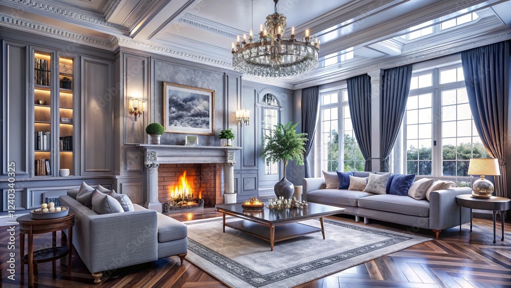 Luxurious interior living room in a beautiful house