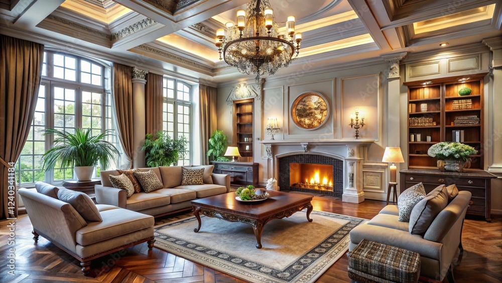 Luxurious interior living room in a beautiful house