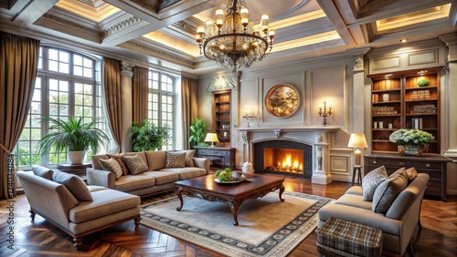 Obraz na płótnie Luxurious interior living room in a beautiful house w salonie