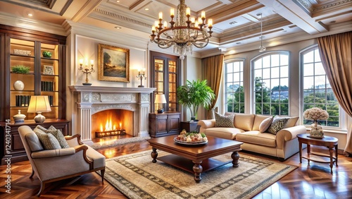 Luxurious interior living room in a beautiful house