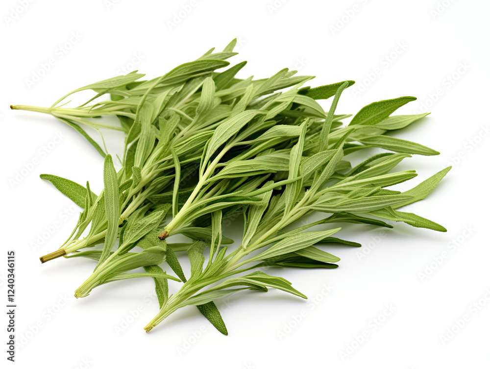 Fototapeta premium Fresh Green Sage Leaves on White Background