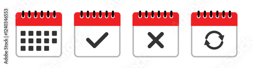 Calendar icon set. calendar planner icons for app, website, ui. event organizer reminder signs. business plan schedule. vector symbol on transparent background.