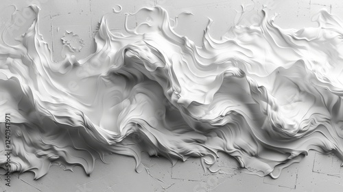 The image is a white wave with a lot of white paint on it
