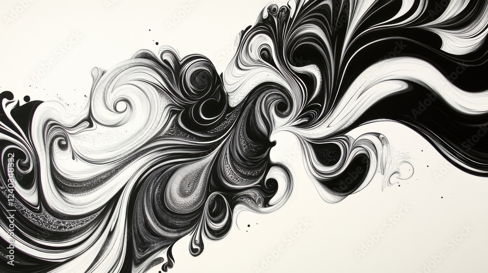 Black and white ink abstract. Generative AI Black and white ink abstract. Generative AI