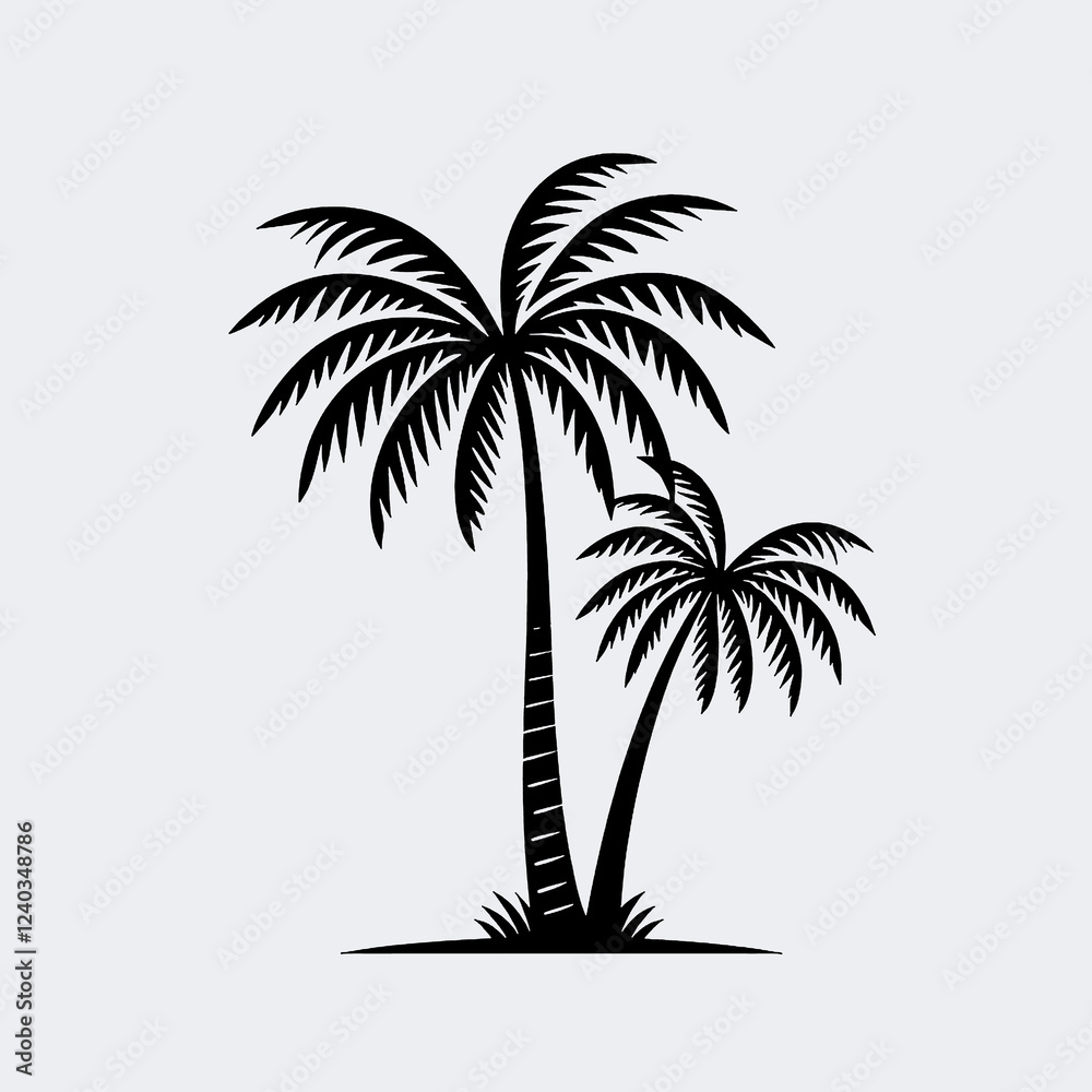 Obraz premium art, illustration, vector, image, wallpaper, art image palm tree, palm trees vector black and white 