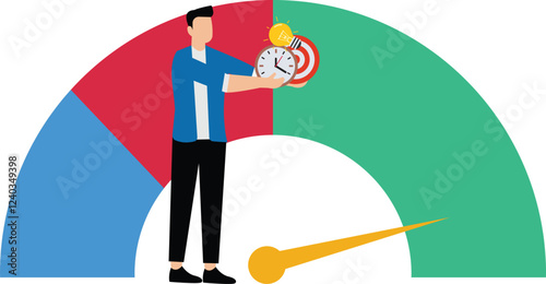 Multitasking job or success talent, work productivity or efficiency, employee performance or skill for job achievement, smart businessman on high performance handle multitasks