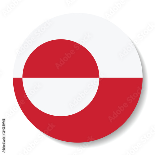 Flag of Greenland. Greenland circle flag. Flag icon. Standard color. Round flag. Computer illustration. Digital illustration. Vector illustration.
