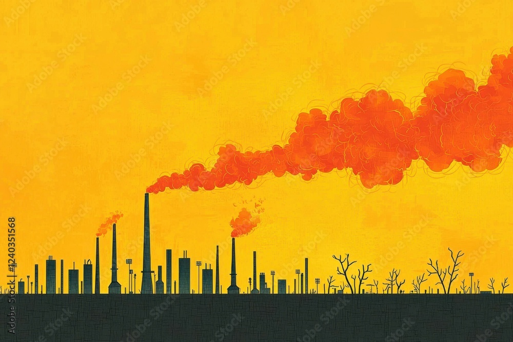 Fototapeta premium Environmental engineer analyzes pollution impact industrial landscape