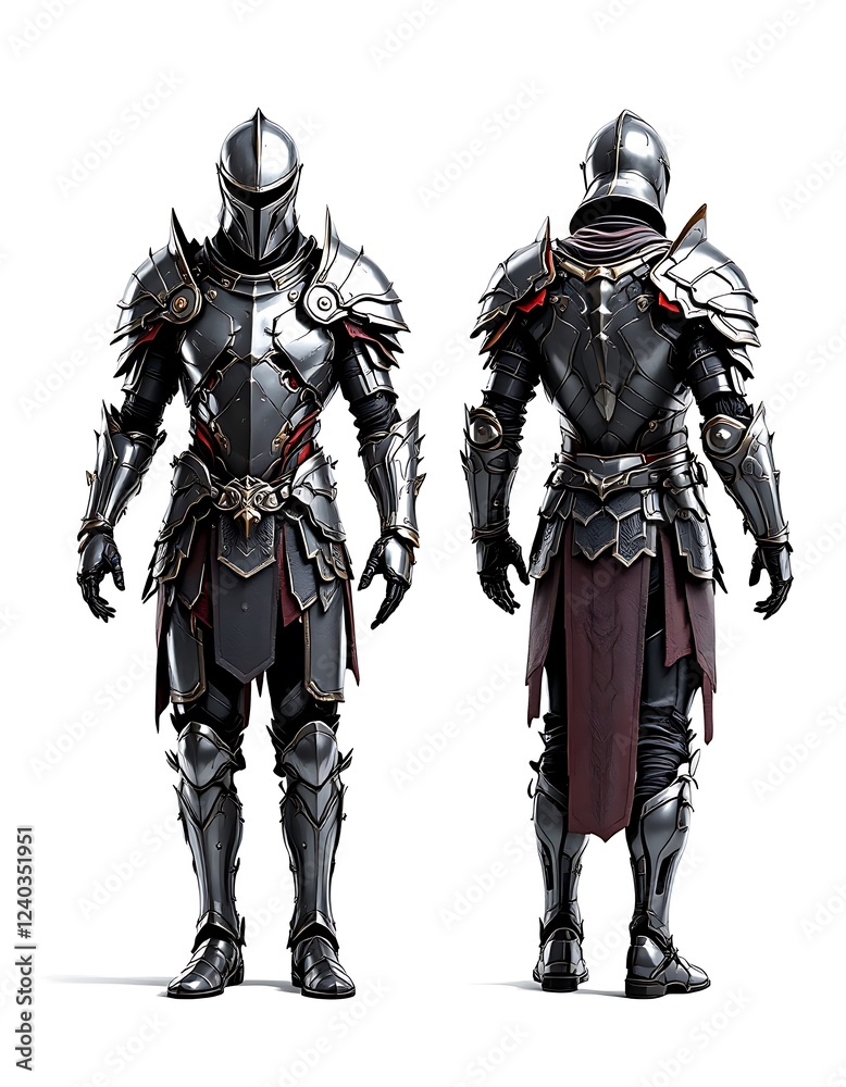 Dark Fantasy Knight Armor 3d Model Front and Back Views Dark Fantasy Knight Armor 3d Model Front and Back Views