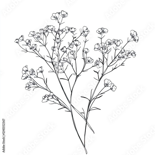 Charming Babys Breath Coloring Page Simple Floral Design for Creative Relaxation