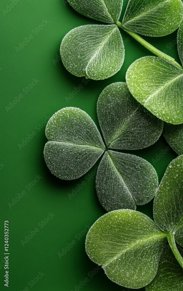 Modern St. Patricks Day Charm Sugar-Dusted Green Shamrock Candies for Spring Festivals and Event Decoration Sweet Treats Design in Seasonal Marketing Modern St. Patricks Day Charm Sugar-Dusted Green Shamrock Candies for Spring Festivals and Event Decoration Sweet Treats Design in Seasonal Marketing