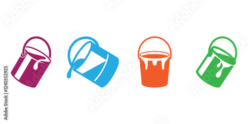 Professional Paint Bucket Icons Silhouette Vector Illustration