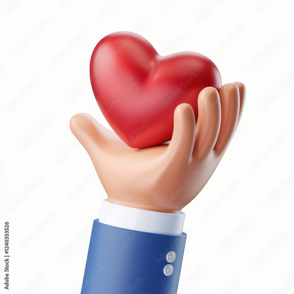 cartoon hand holding a red heart isolated on white background cartoon hand holding a red heart isolated on white background