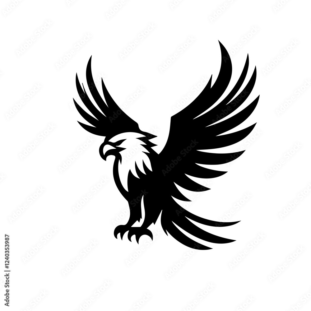 Fototapeta premium A silhouetted black and white eagle appears in the Adobe Stock files list.