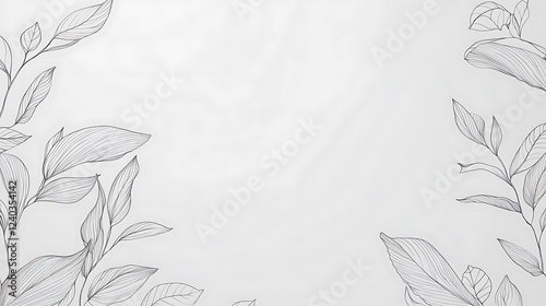 Elegant leaves frame, white background, design