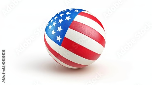 American Flag Sphere on White Background