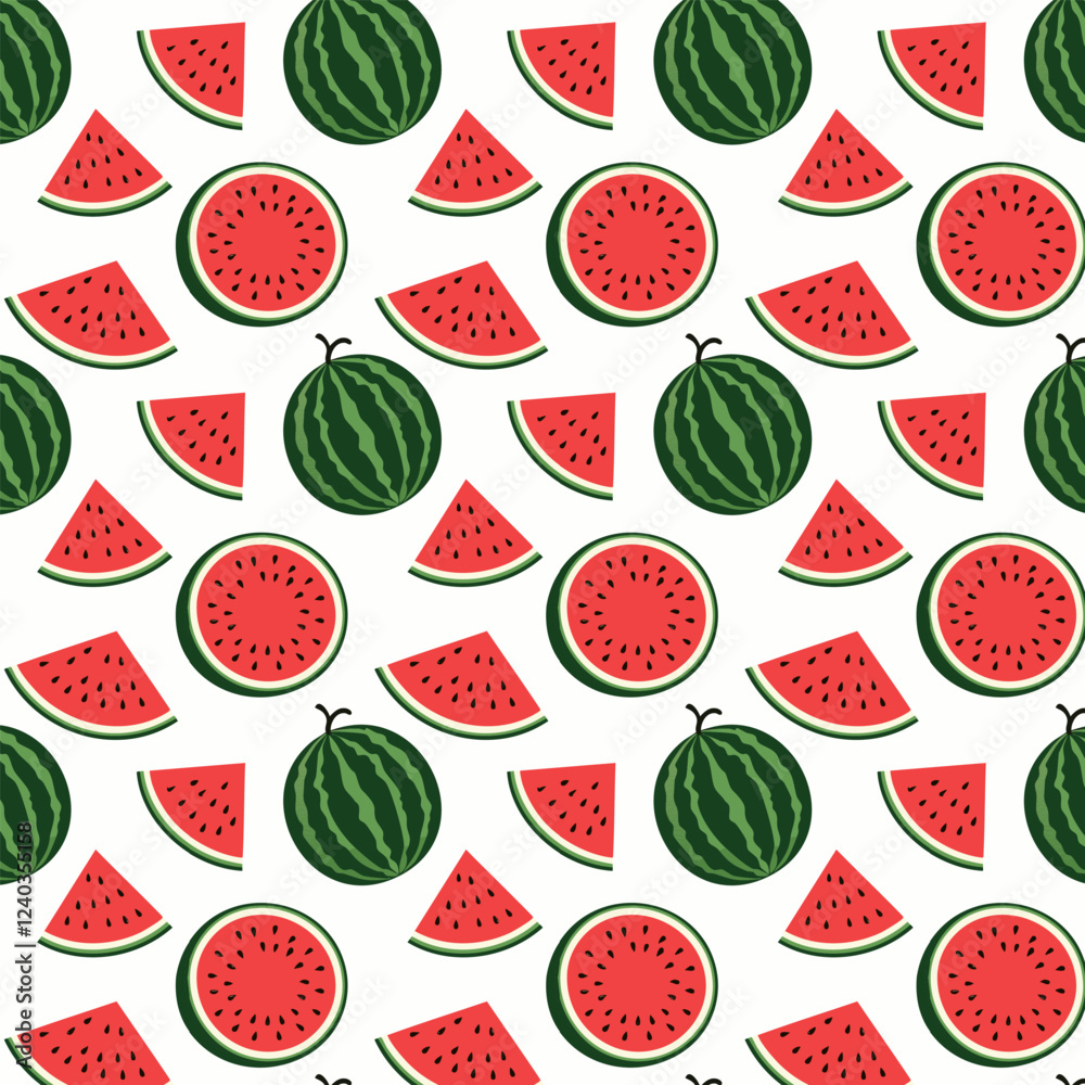 Seamless pattern with watermelons and slices. Vector illustration. Seamless pattern with watermelons and slices. Vector illustration.