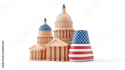 American Government Buildings and Nuclear Power Plant 3D Render