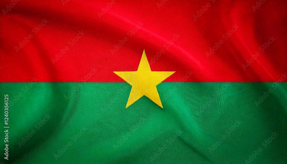 Flag of Burkina Faso displayed with vibrant colors and distinct symbolism in a cultural context Flag of Burkina Faso displayed with vibrant colors and distinct symbolism in a cultural context