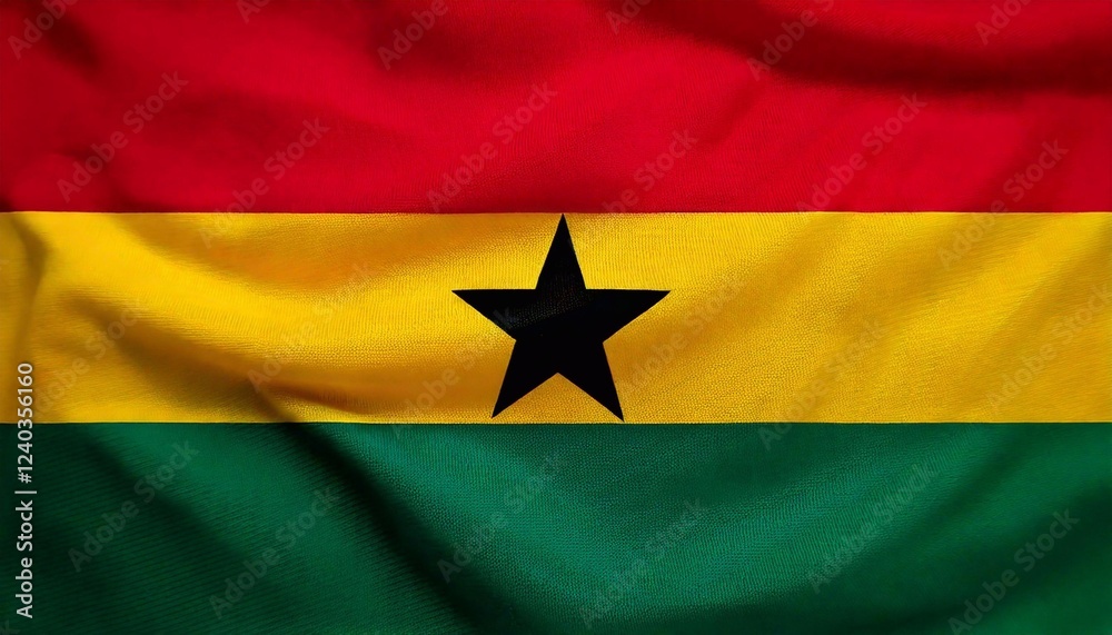 Flag of Ghana waving gently in the breeze with vibrant colors representing the nation Flag of Ghana waving gently in the breeze with vibrant colors representing the nation