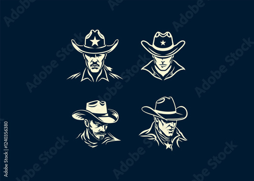 Vector illustration of Cowboy Logo Design