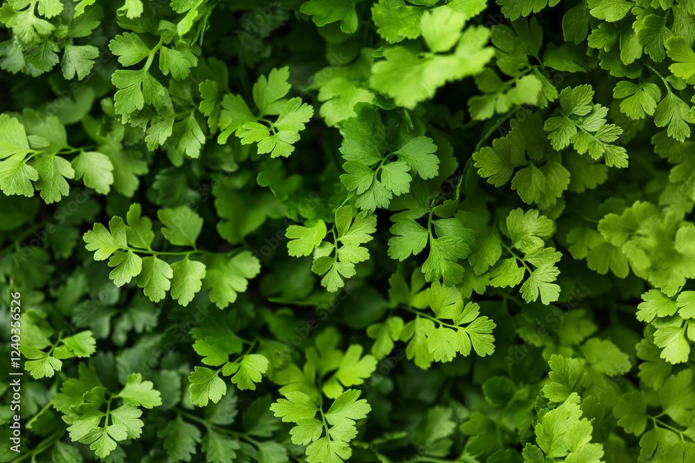 Background of fresh parsley leaves. Top view. Close-up. Generative AI Background of fresh parsley leaves. Top view. Close-up. Generative AI