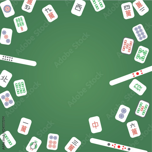 麻雀フレーム素材緑グラデーション