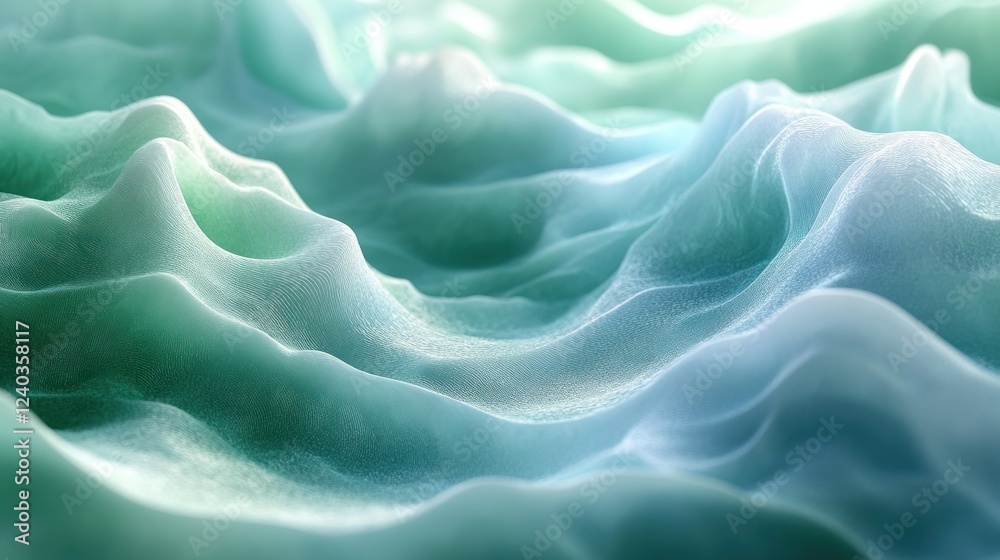 Obraz premium Abstract Teal Fabric Waves Softly Undulating