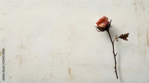 Dried pink rose, white background. Generative AI