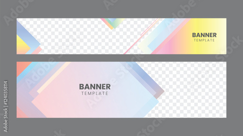 Web Advertising Banner Template Design. Modern Standard Size Web Layout Set for Digital Marketing. Vector Illustration.