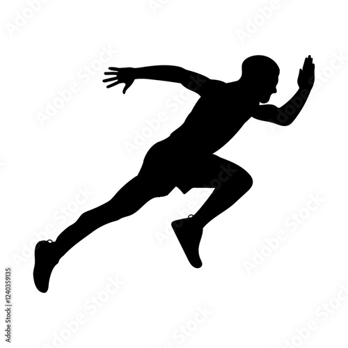 Running Men Silhouette Training Person vector Illustration. 