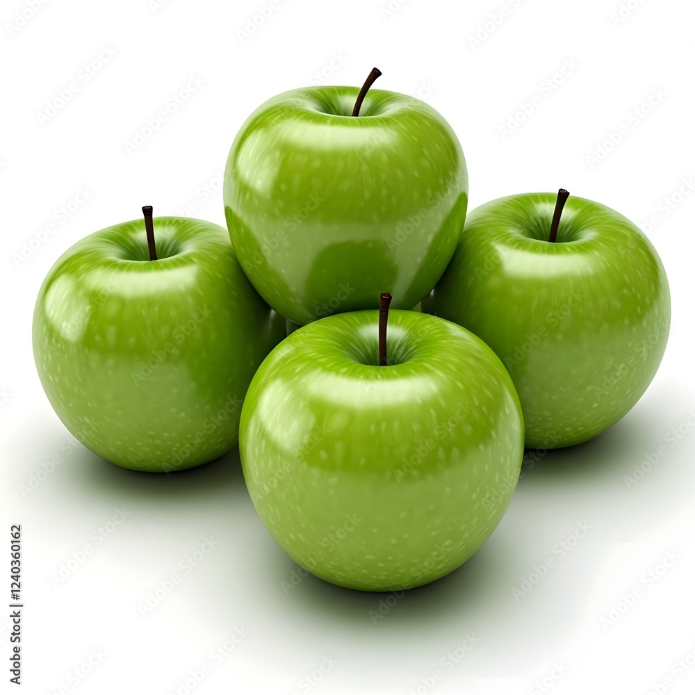 Fresh Green Apples on White Background Fresh Green Apples on White Background
