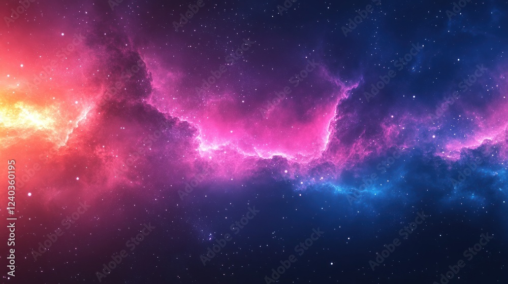 Naklejka premium Cosmic Nebula Pink Blue Starry Space