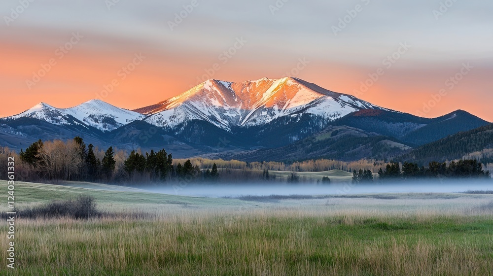 Sunrise Over Snowy Mountain Range Sunrise Over Snowy Mountain Range