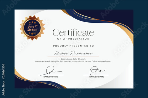 Modern and Luxury Certificate Template Set. Elegant Badge and Award Vector for graduation, Diploma and Achievement.