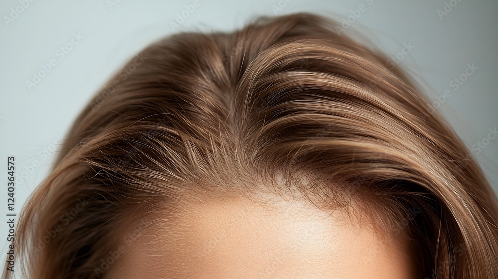 Close Up View of Female Hair Loss Pattern on Scalp Close Up View of Female Hair Loss Pattern on Scalp