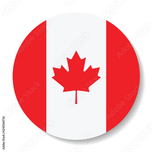 Canada flag. Canada circle flag. Button flag icon. Standard color. Circle icon flag. Computer illustration. Digital illustration. Vector illustration.