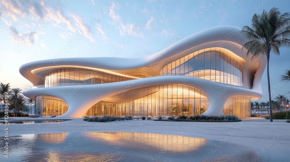 Obraz premium Modern Sculptural Beachfront Residence Design