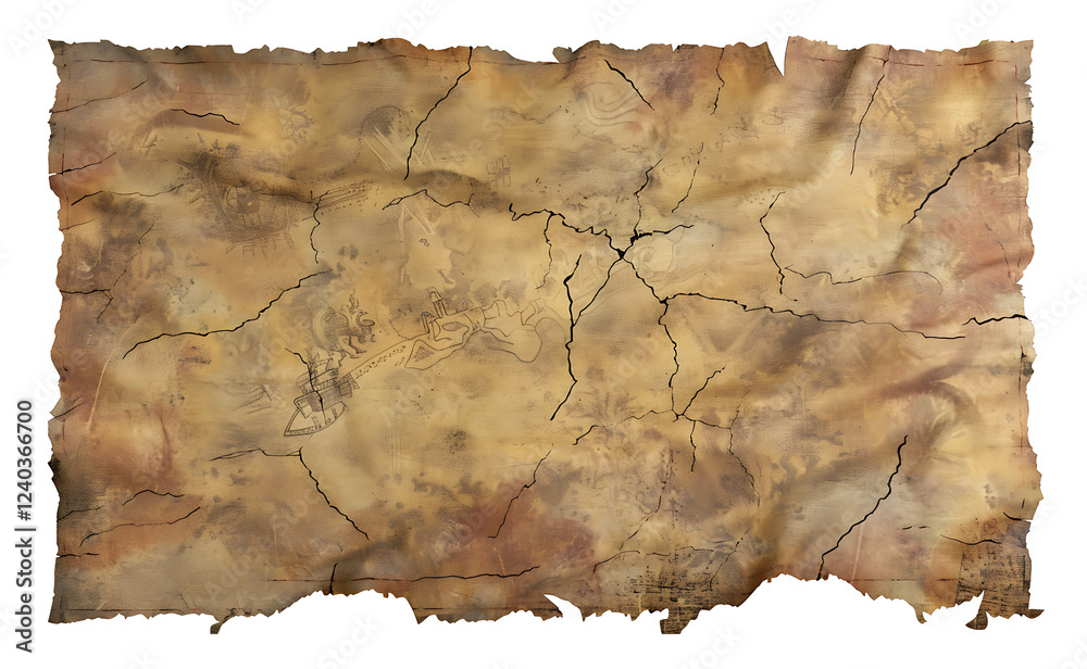 Fototapeta premium Aged parchment paper on white & transparent a background.