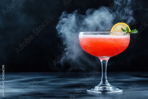 Wallpaper Mural Smoky cocktail with lemon mint garnish dark background Torontodigital.ca