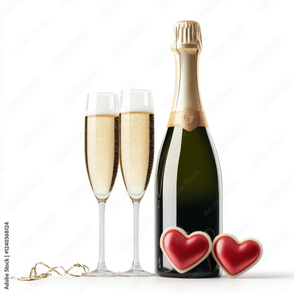 Celebratory toast with champagne and heart cookies romantic dinner setting elegant atmosphere close-up view Celebratory toast with champagne and heart cookies romantic dinner setting elegant atmosphere close-up view