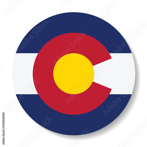 Free Download The flag of Colorado. Button flag icon. Standard color. Circle icon flag. Computer illustration. Digital illustration. Vector illustration. - GFXLoad