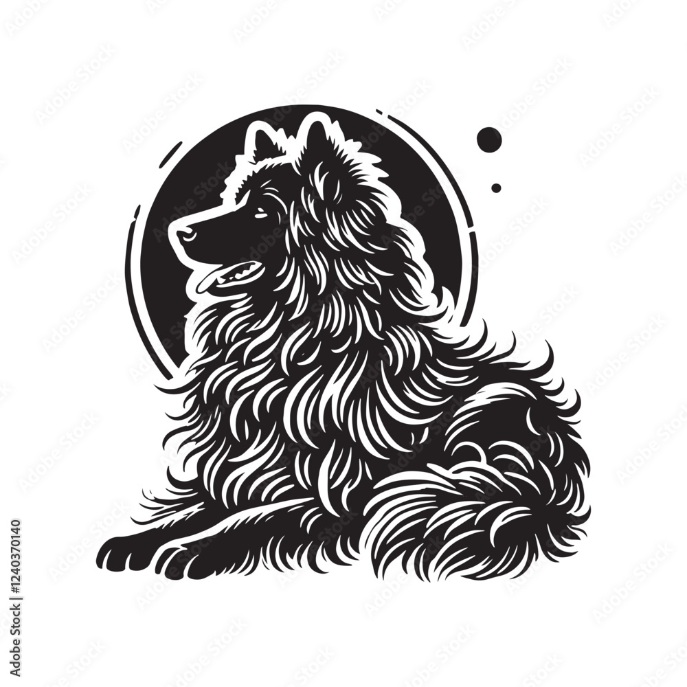 Fototapeta premium Bohemian Shepherd Silhouette - Dog Vector - Minimal Bohemian Shepherd Illustration.