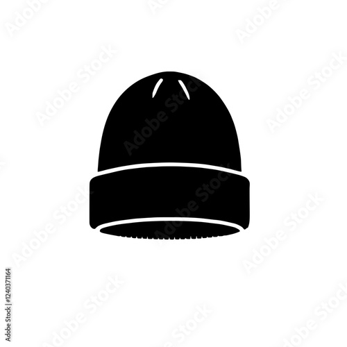Woolen Beanie Silhouette:  A simple yet stylish silhouette of a woolen beanie, perfect for representing winter warmth, comfort, and fashion. 