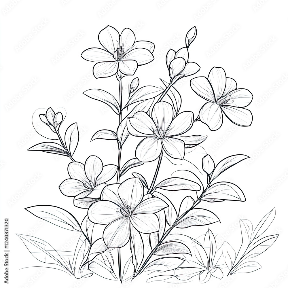 Simple Winter Jasmine Coloring Page Blooming in Cold Weather Simple Winter Jasmine Coloring Page Blooming in Cold Weather